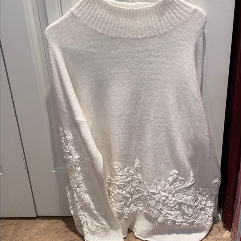 Cream sweater with lace